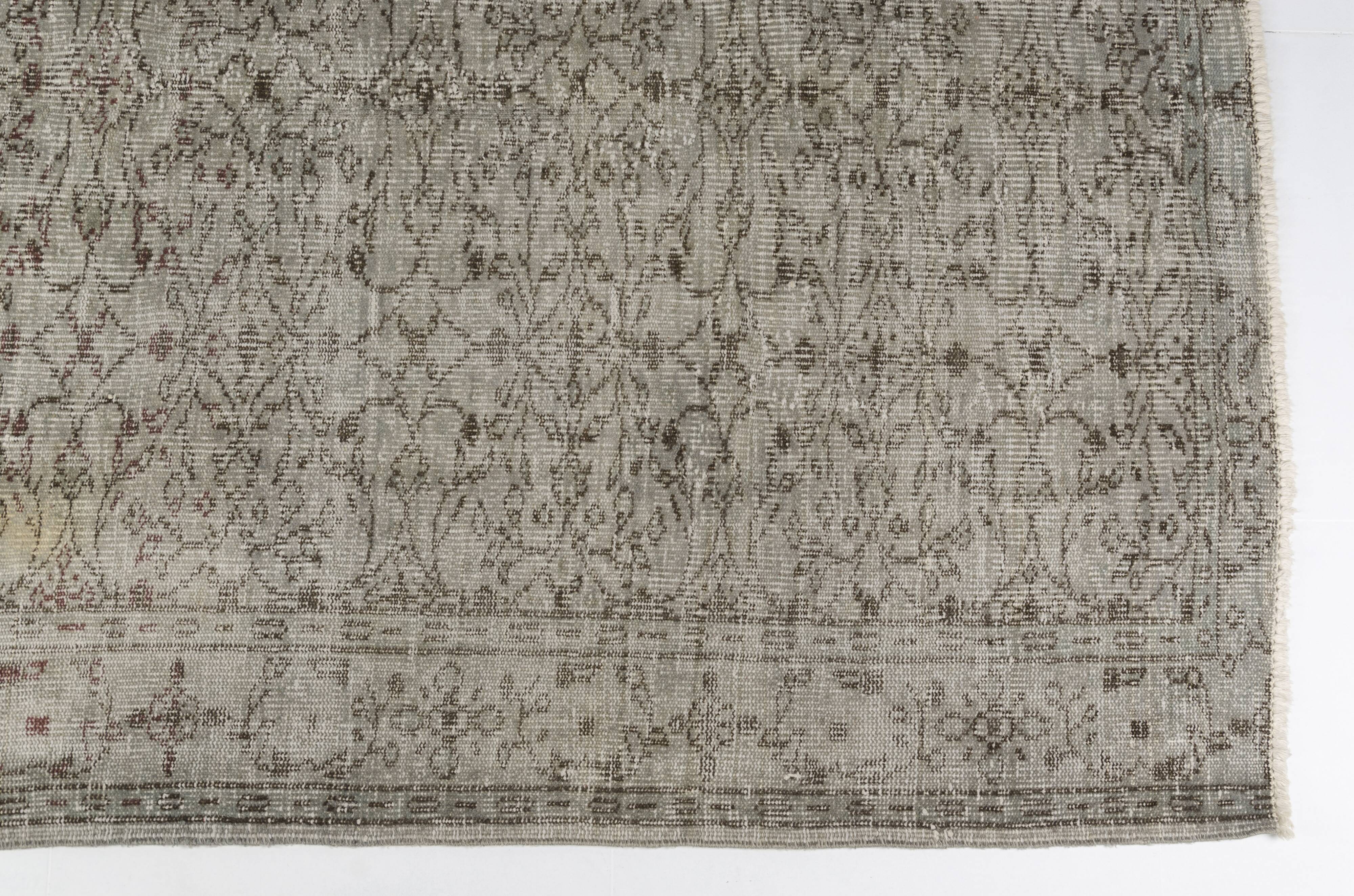 Grey Vintage Antique Wool Rug sku2384