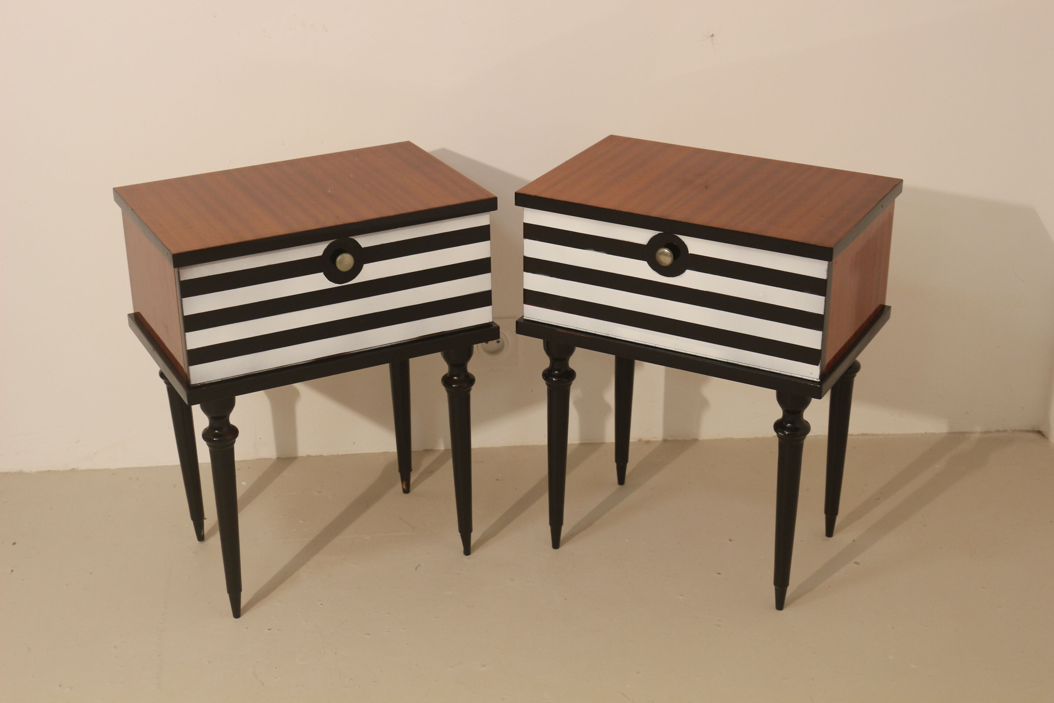 Pair of bedside table restyled swing door year 60