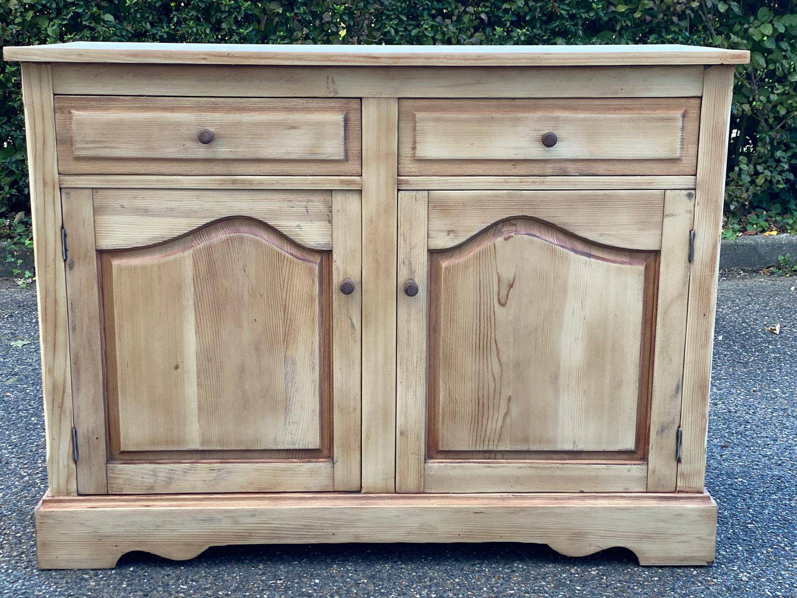 Renovated Parisian-style sideboard in light raw solid wood