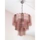 Contemporary Fume' and Pink “Tronchi” Murano Glass Chandelier