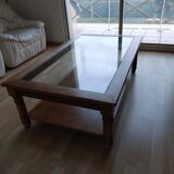 Vintage wooden and glass coffee table