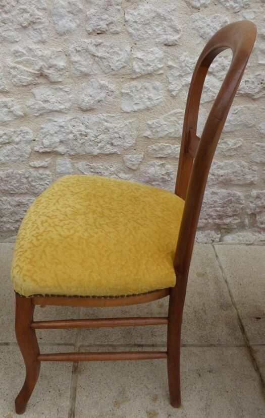 Louis Philippe period chair trimmed with yellow velvet in wood