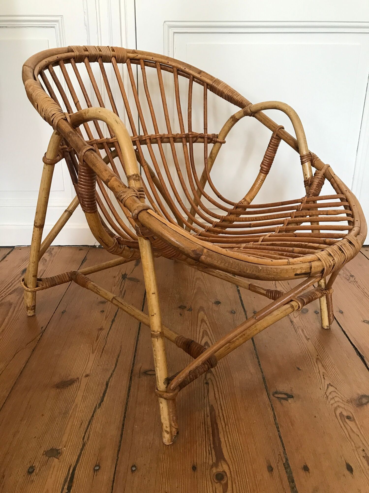 Armchair basket adult rattan year 50