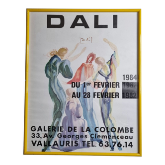 Affiche d'exposition Dali, Galerie de la Colombe, Vallauris 1984 encadrée