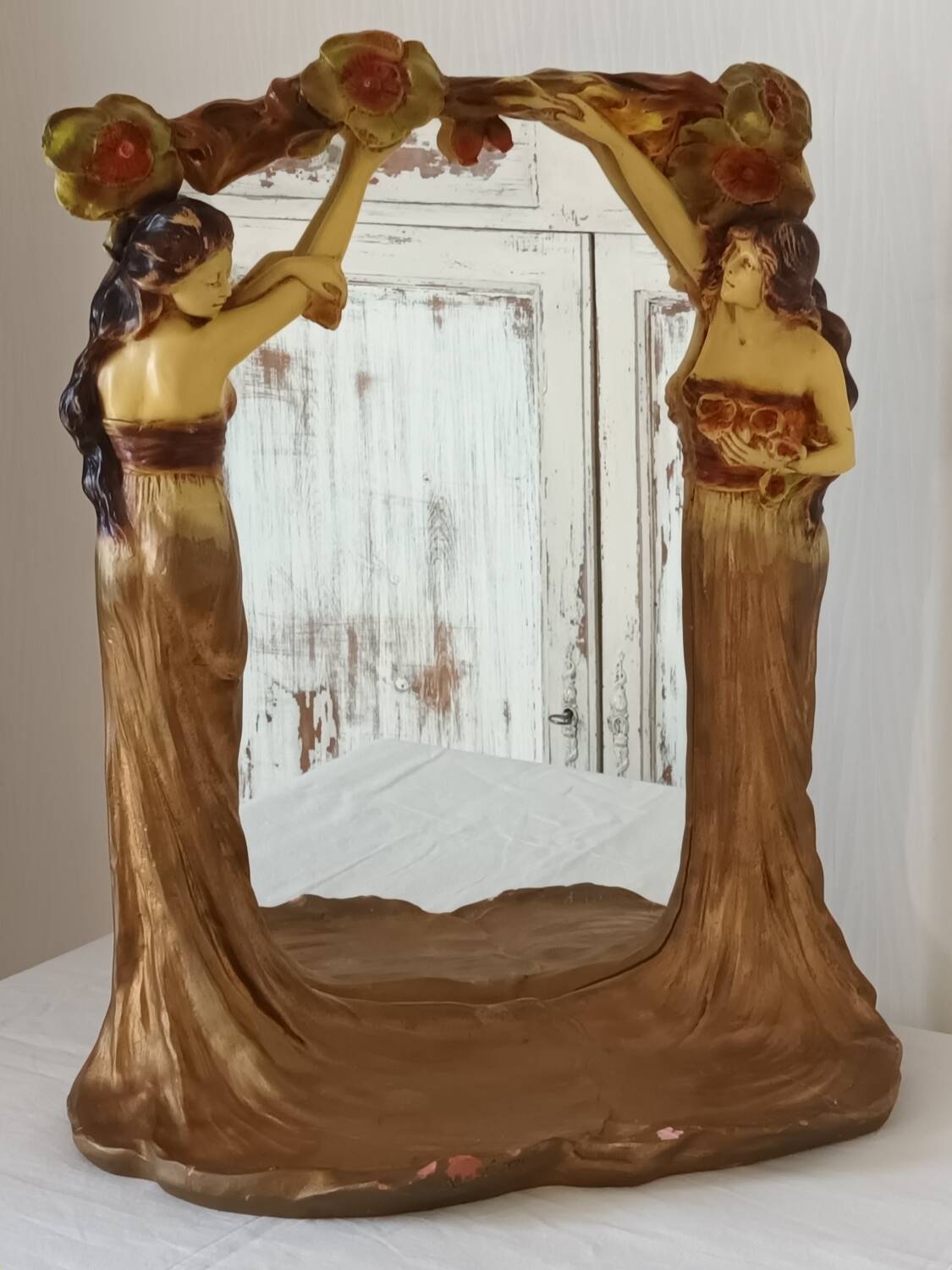 Art Nouveau tabletop mirror