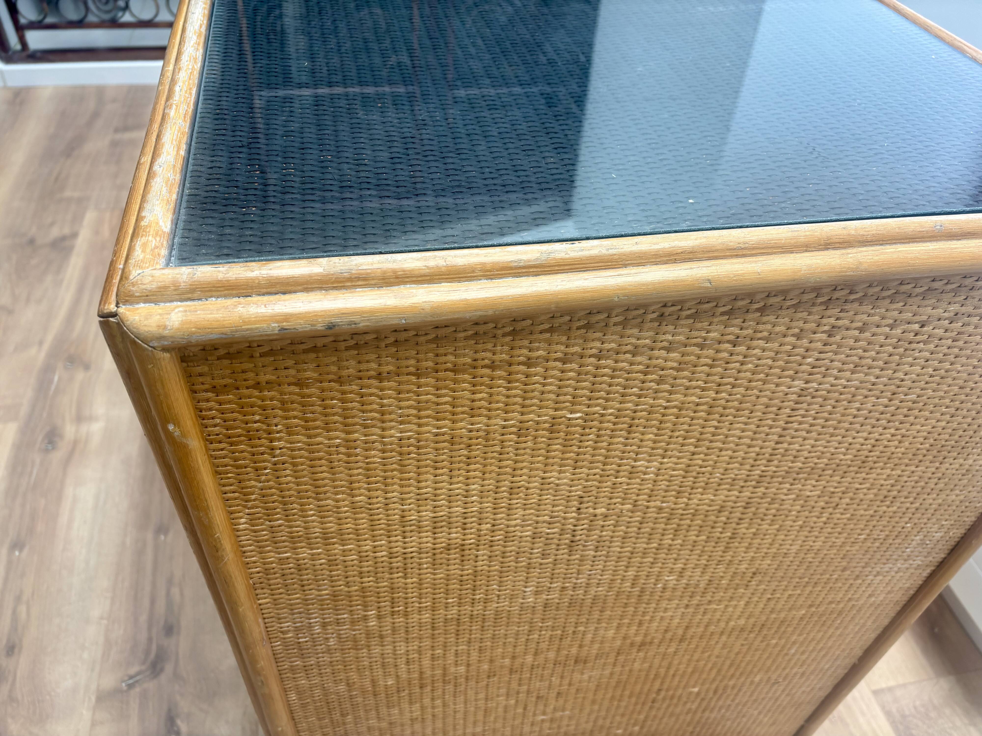 Rattan and bamboo desk