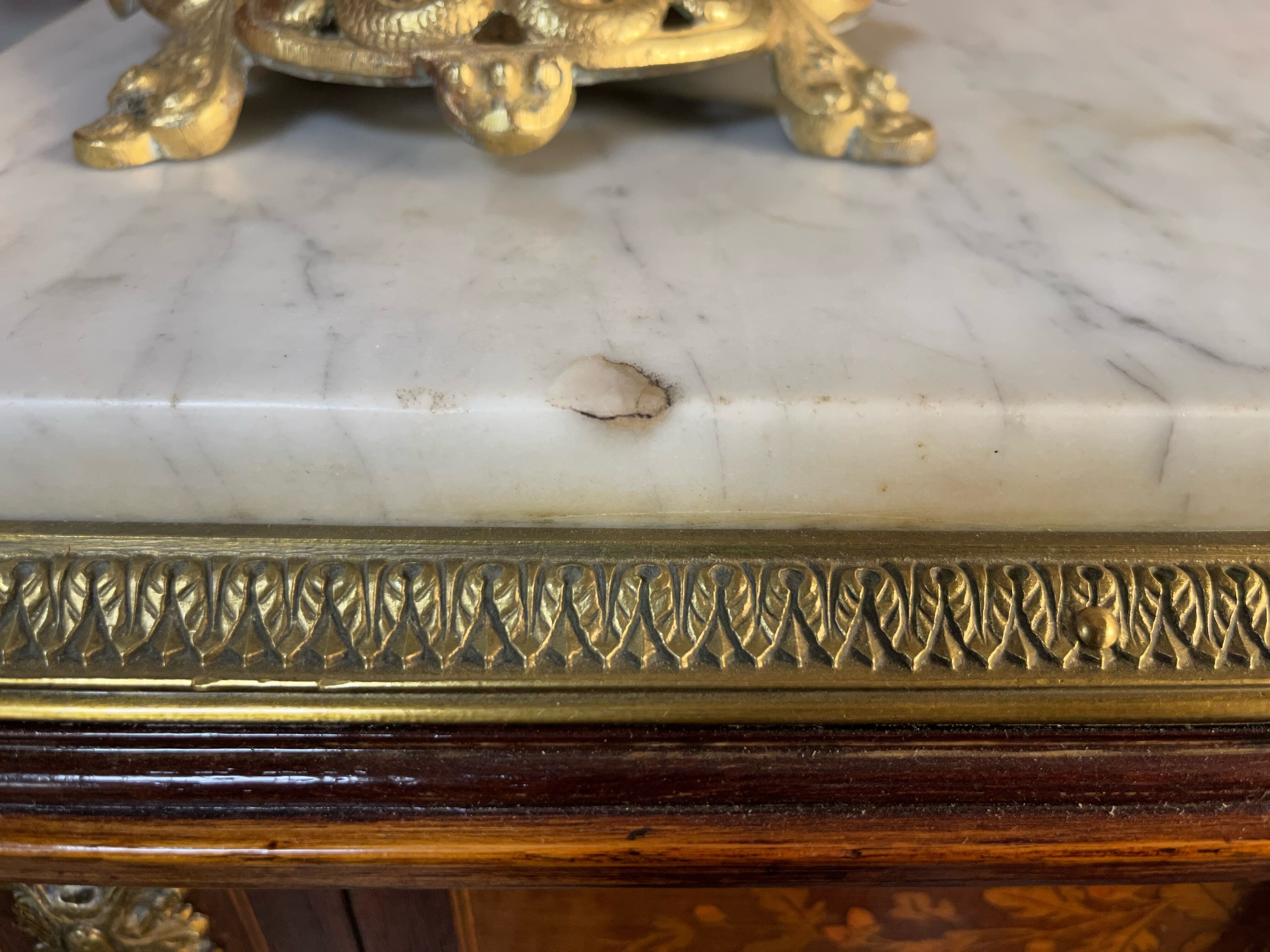 Writing desk in Napoleon III Marquetry white marble top