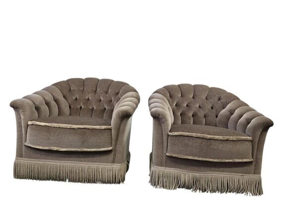 Ensemble de 2 fauteuils vintage / fauteuils / sièges avec franges