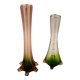 Paire de soliflores vintage en verre rose et vert