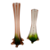 Paire de soliflores vintage en verre rose et vert