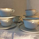 Set de 6 tasses à thé blanches et or