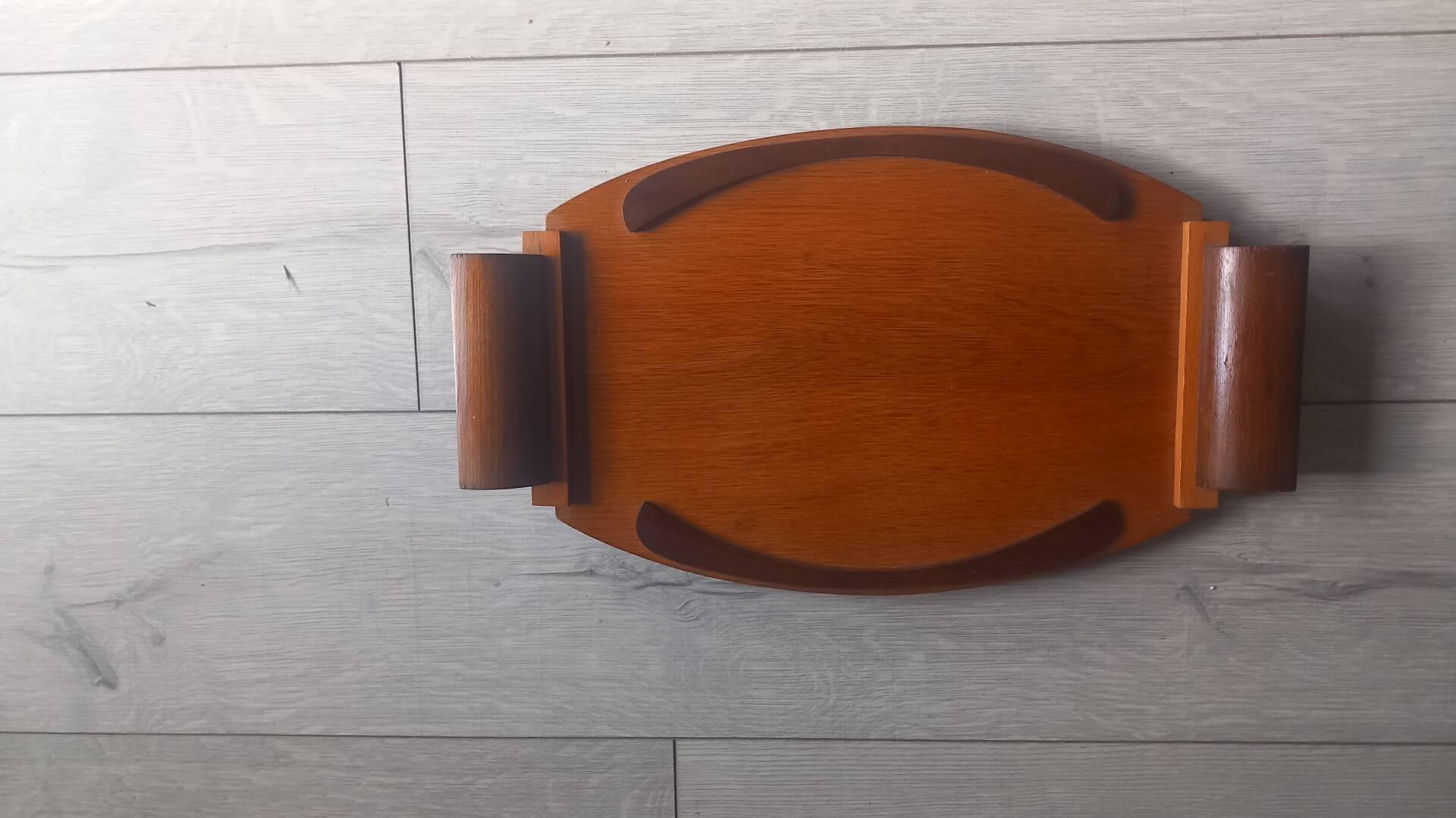 Vintage wooden marquetry serving tray - Art Deco 1930s