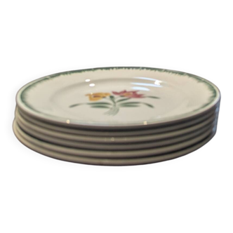 Lot of 6 vintage dessert plates Digoin Sarreguemines model Boby in very good condition.