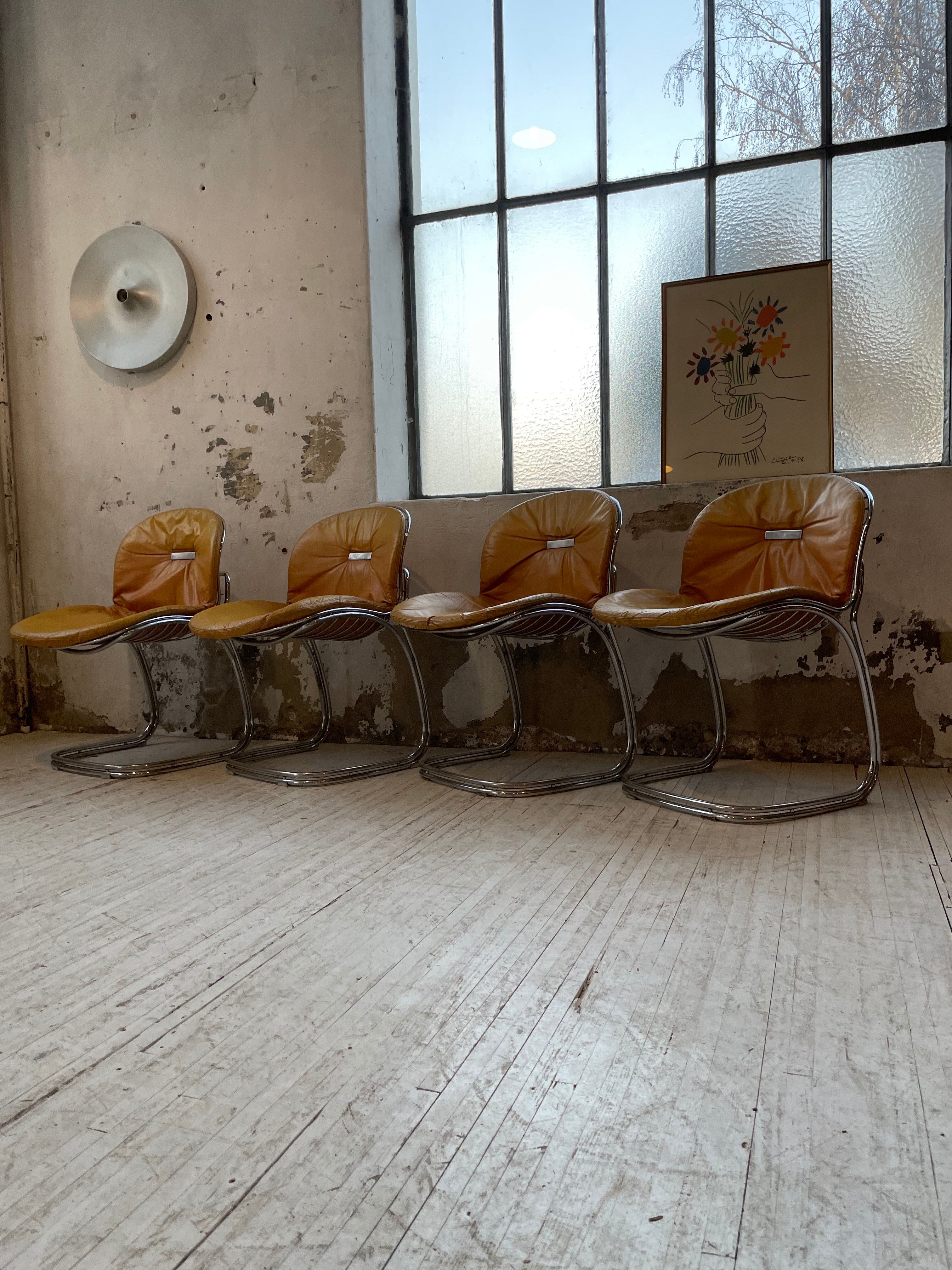 4 chairs Rinaldi "Sabrina" yellow leather