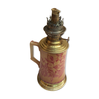 Oil lamp with ceramic body handle