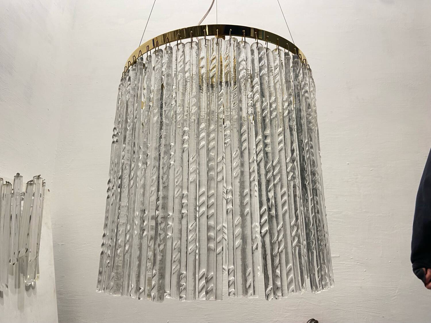 Murano Glass Rod Brass Light Pendant 1980’s