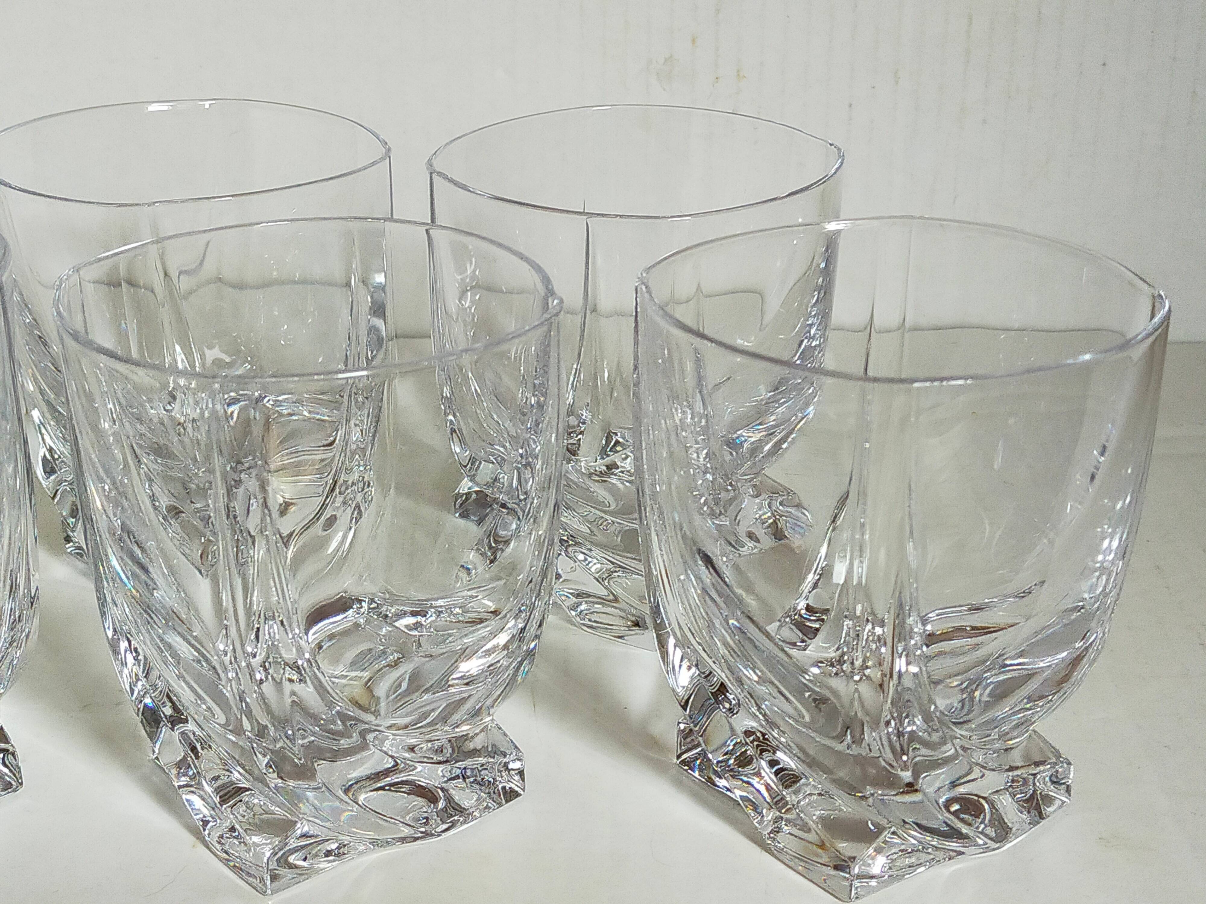 Five vintage crystal whiskey glasses