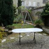 Marble and cast iron bistro table