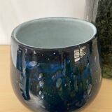 Pair of vintage flowerpots in bubbled glass paste