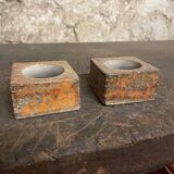 Pair of vintage candlesticks by spadaro – glazed ceramic