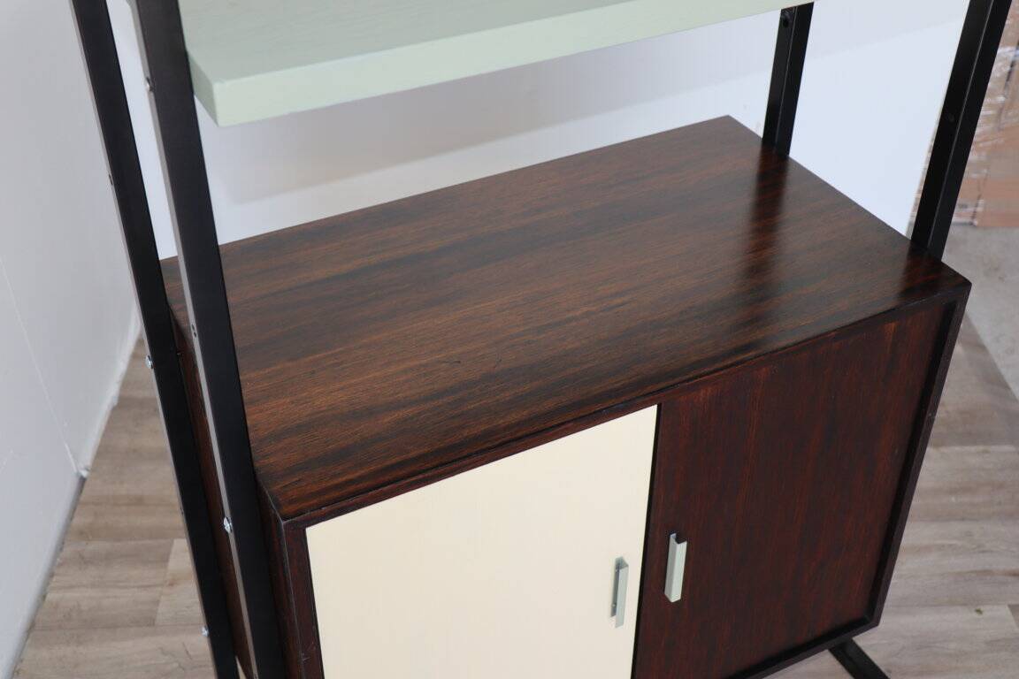 Vintage modular storage unit in wood and metal - 1960