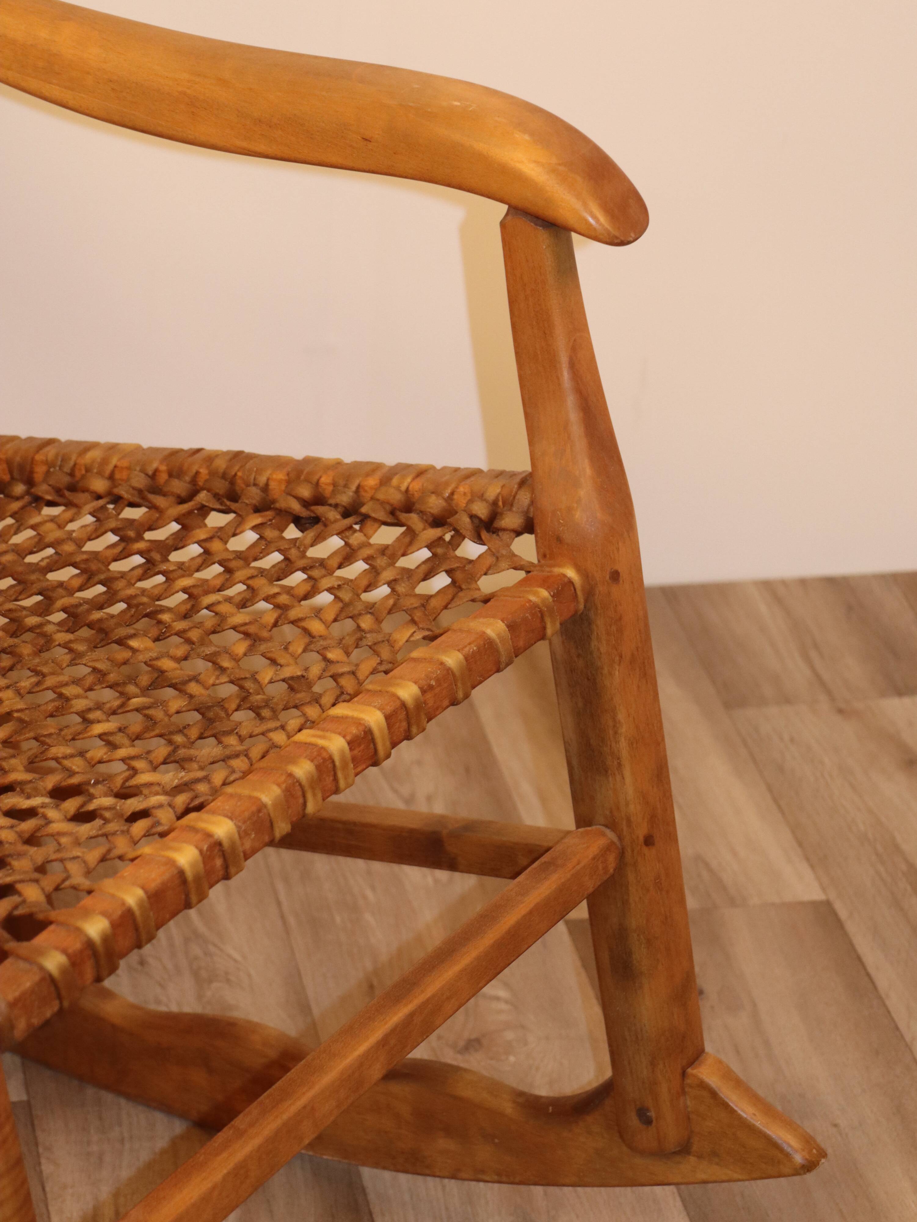 Vintage rocking chair in solid wood 1950