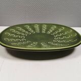 Plat danois en céramique verte par Knabstrup, années 1950