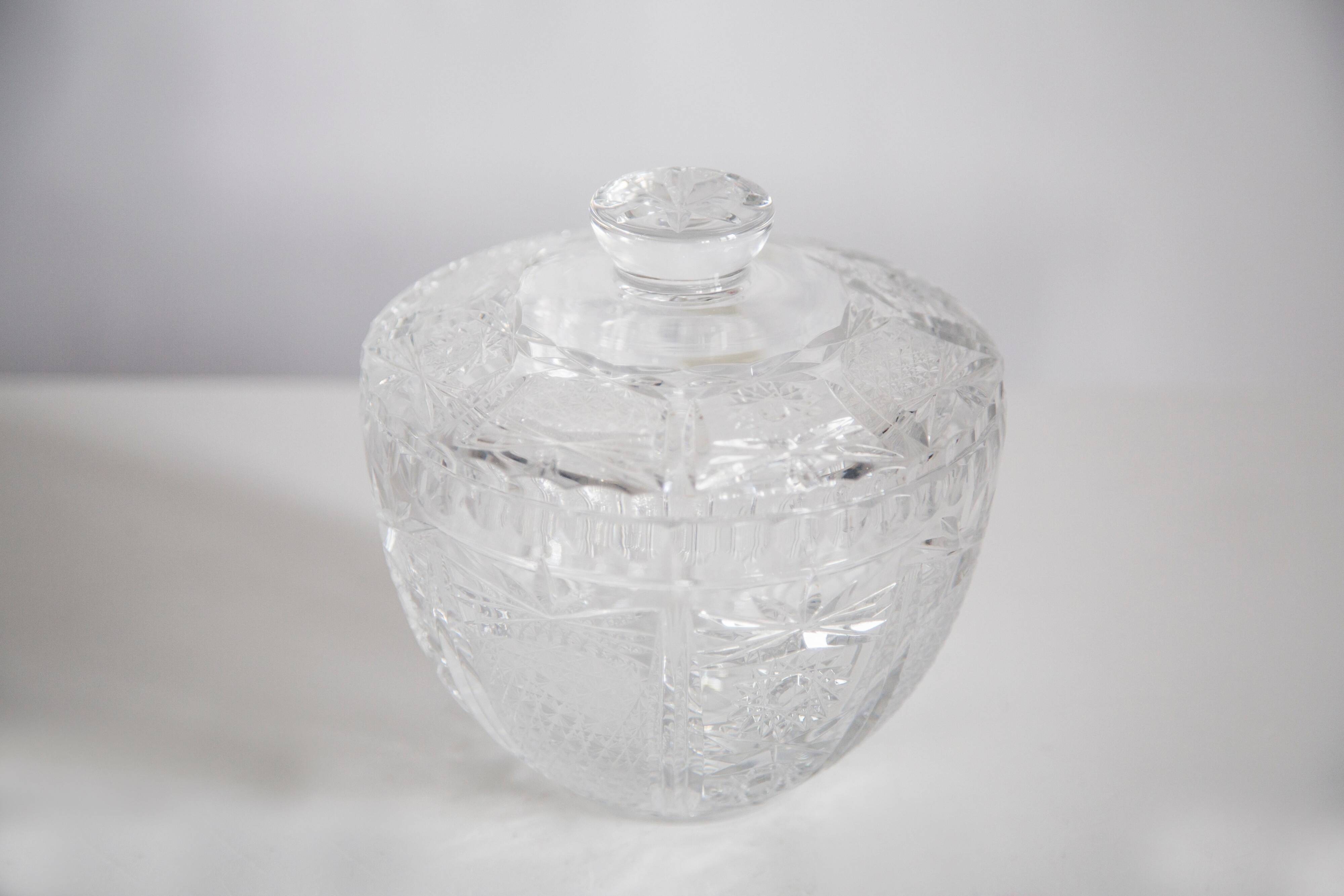 Vintage Crystal Sugar Bowl, Italy, 1960s