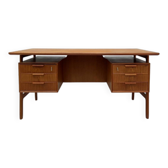 Danish Model 75 Teak Desk by Gunni Omann for Omann Jun Møbelfabrik, 1960s