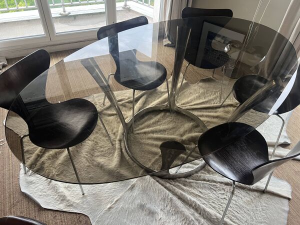 Table ovale Pierre Charon 1970