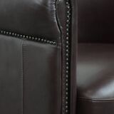 Club Armchair in Very Good Condition Made of Cowhide in English Style