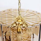 Italian chandelier in brass and beveled glass