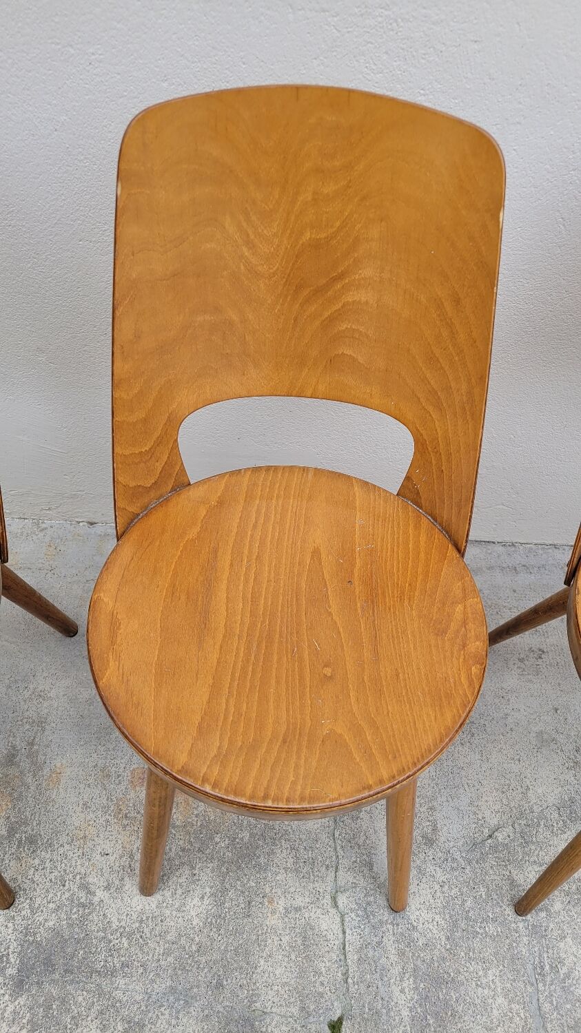 Series of 4 Baumann bistro chairs model Mondor 1950 vintage