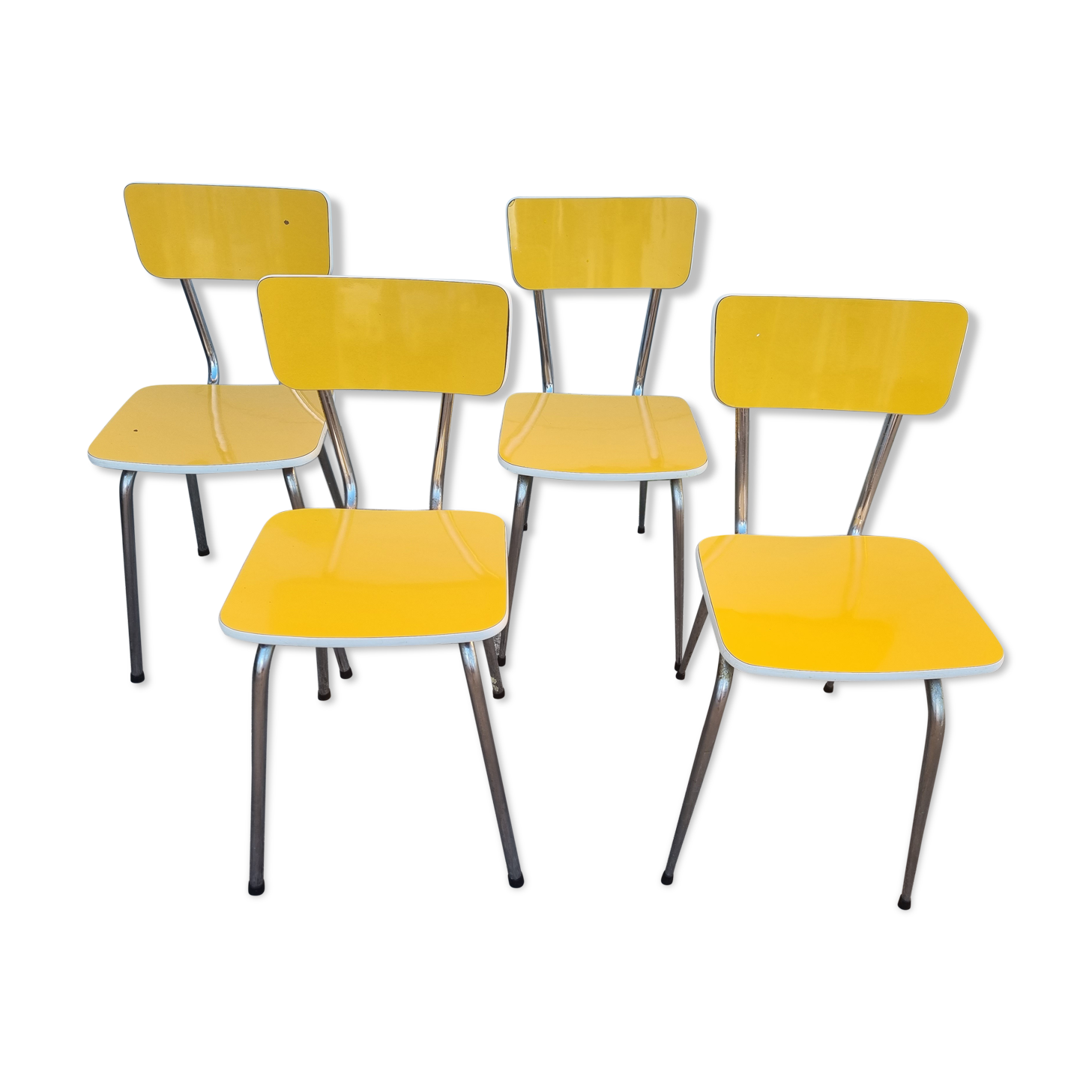 4 chairs formica pop yellow 1970