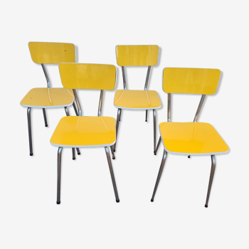 4 chaises formica pop jaune 1970