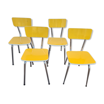 4 chaises formica pop jaune 1970