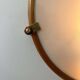 Vintage round wall light, wood, glass and brass, France 1980