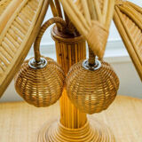 Pair of rattan "palm" lamps