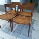 Designer Niels Otto Moller 1960's Suite of 4 Scandinavian Chairs