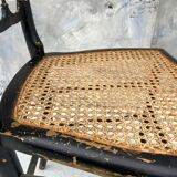 Napoleon III chair in blackened wood and cane