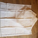 Hand embroidered linen sheet and its 2 matching pillowcases monogrammed BM