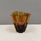 Beautiful ‘folded’ vase in amber-coloured glass. 1980-90s Finland
