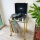 Desserte range vinyles vintage laiton et verre