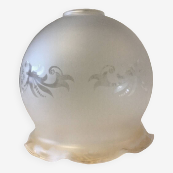 Ancien abat-jour globe de lampe lustre applique verre cristal givré