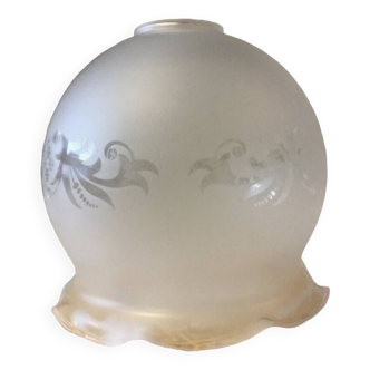 Ancien abat-jour globe de lampe lustre applique verre cristal givré