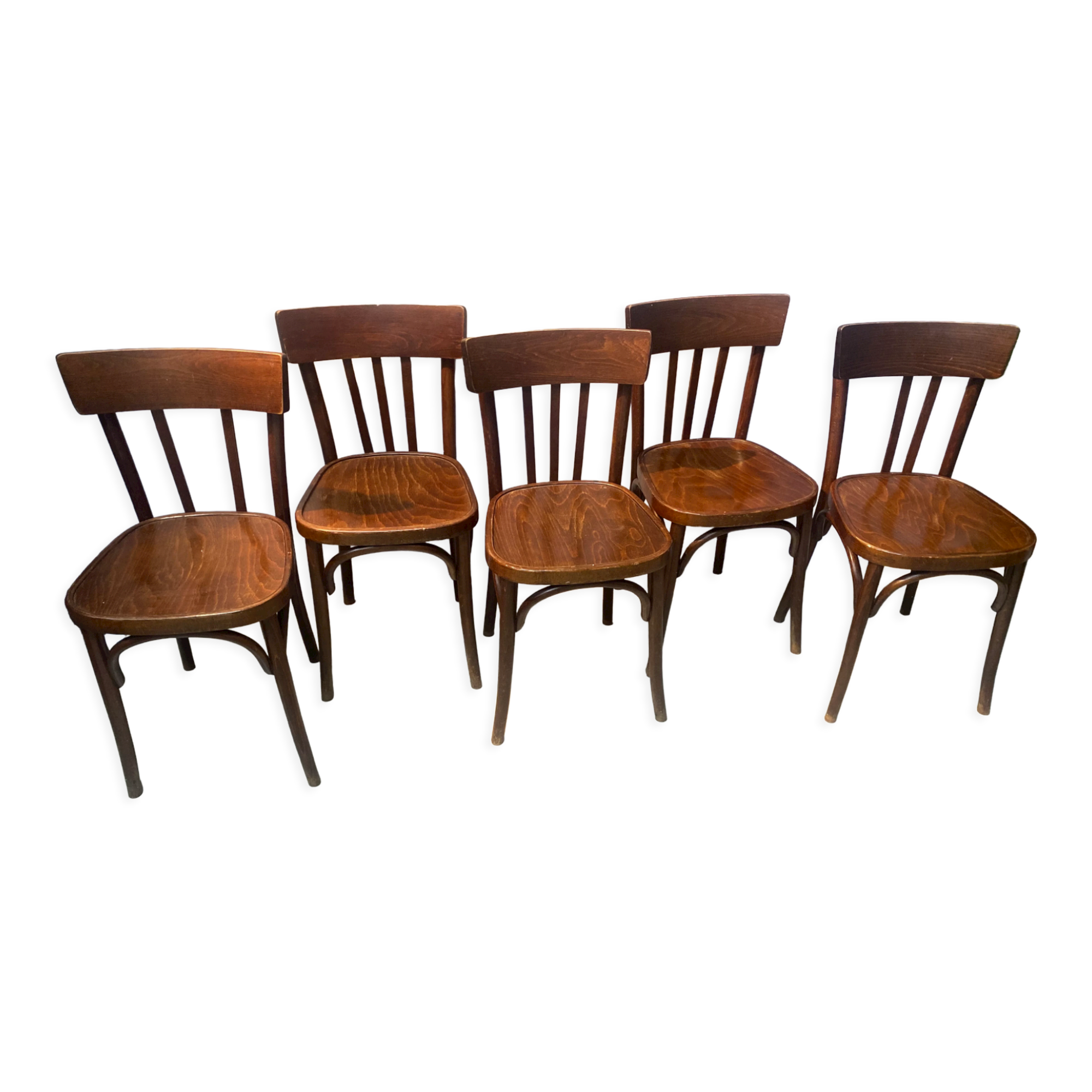 Set of 5 wooden bar chairs