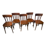 Set of 5 wooden bar chairs