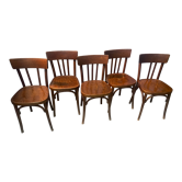 Set of 5 wooden bar chairs