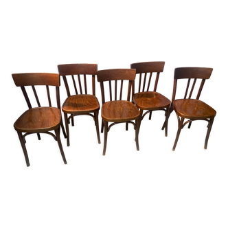 Set of 5 wooden bar chairs