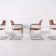 4 Matteo Grassi leather cogna cantilever armchairs